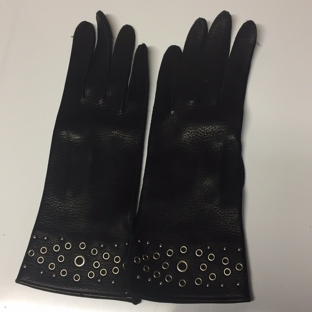 COACH leather gloves stud and grommet details NEW